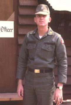 LT Dennis Turner at the C.O.'s backdoor to the Orderly Room, Camp USARTHAI - 1967 in Korat